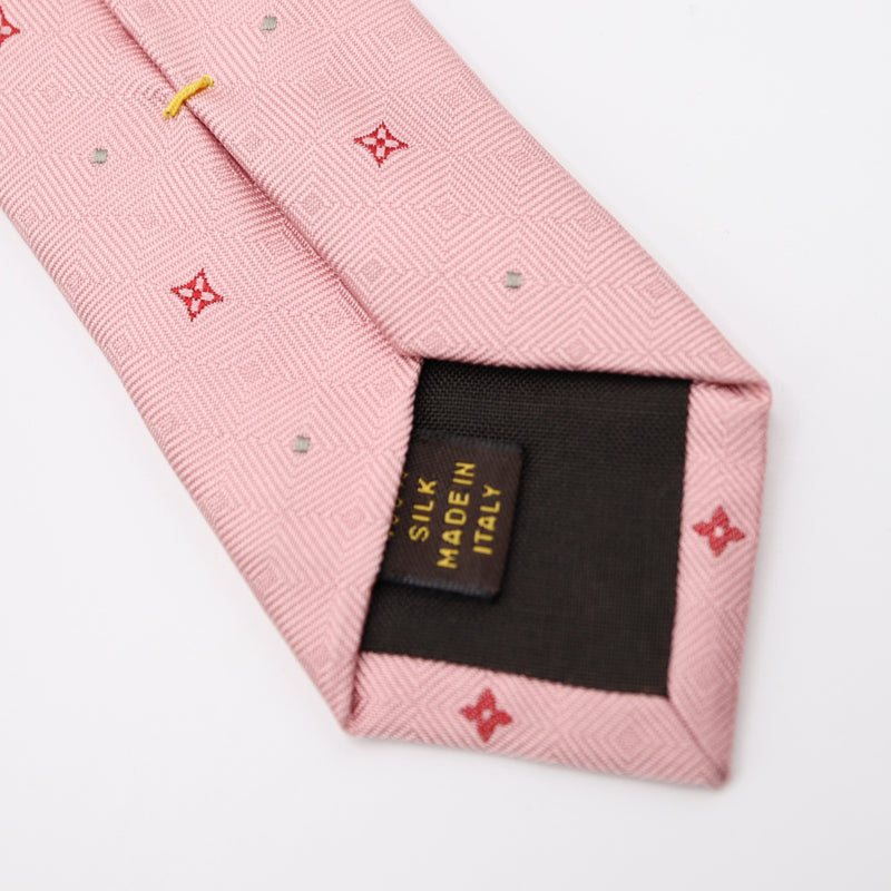 LOUIS VUITTON ルイヴィトン LV ネクタイ 総柄 ピンク シルク100 服飾小物 メンズ H18653