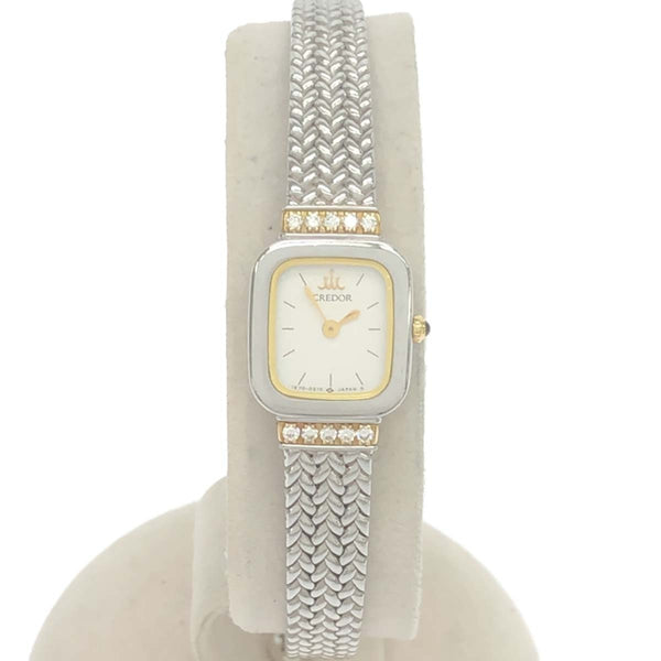 腕時計 稼働 SEIKO セイコー CREDOR クレドール 1E70-5130 クォーツ SS×18KT 白色文字盤 2025.6電池交換済 H1579