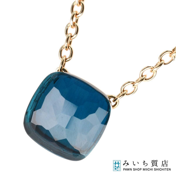 仕上済 Pomellato ポメラート ヌード ネックレス マキシ ブルートパーズ 750 約12.5g ジュエリー 箱有 maki63