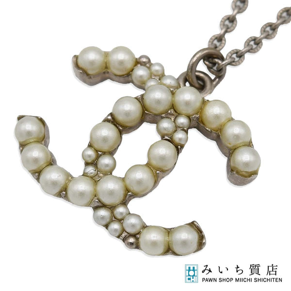 CHANEL シャネル パール ネックレス ココマーク A14 シルバーカラー 総重量約11.7g 箱有 H19508