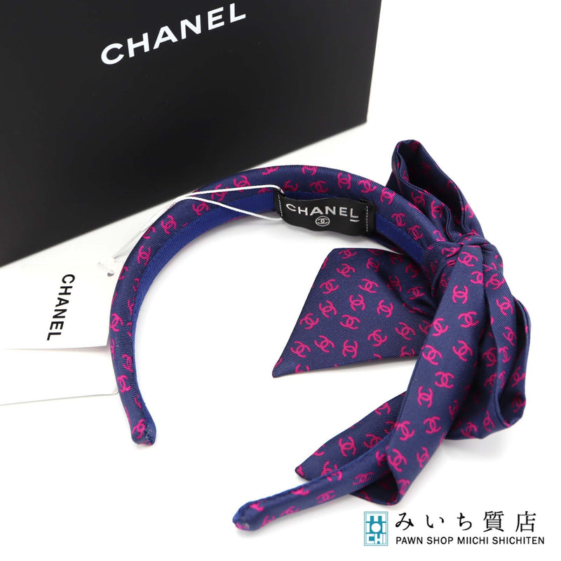 未使用 CHANEL シャネル カチューシャ AA9409 ピンク ネイビー ヘアアクセサリー レディース 25k289-2