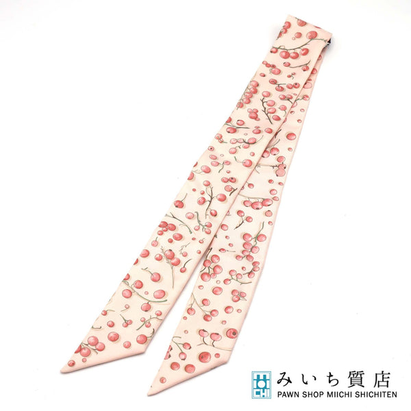 HERMES エルメス ツイリー Red berries レッドベリー シルク100% ピンク 服飾小物 H19220