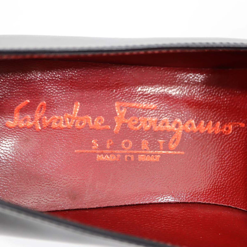 SalvatoreFerragamo フェラガモ レザー ロゴプレート SPORT ローファー 靴 7 1/2 25cm ブラック 箱有 yo372