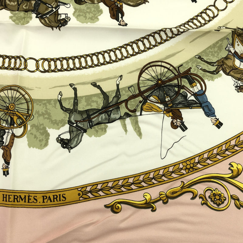 HERMES エルメス カレ90 LA PROMENADE DE LONGCHAMPS ロンシャンへの散歩 スカーフ ピンク H16333-4
