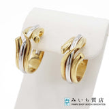 Georg Jensen ジョージジェンセン フープピアス 750 イエローゴールド ホワイトゴールド 12.2g 箱あり ◆ H6509