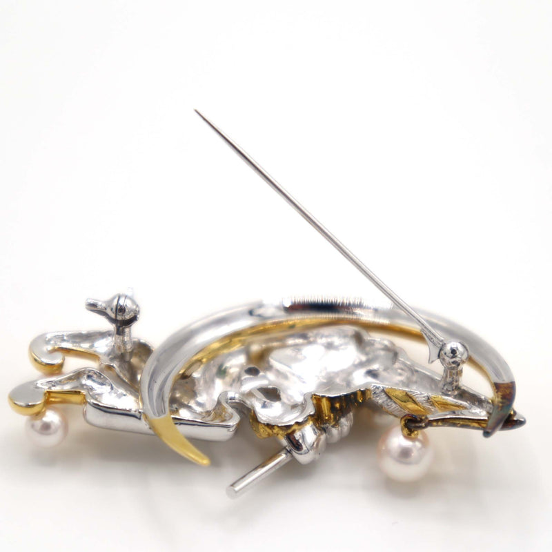 MIKIMOTO ミキモト ブローチ ピエロ S刻印 シルバー ゴールドカラー アクセサリー H1368
