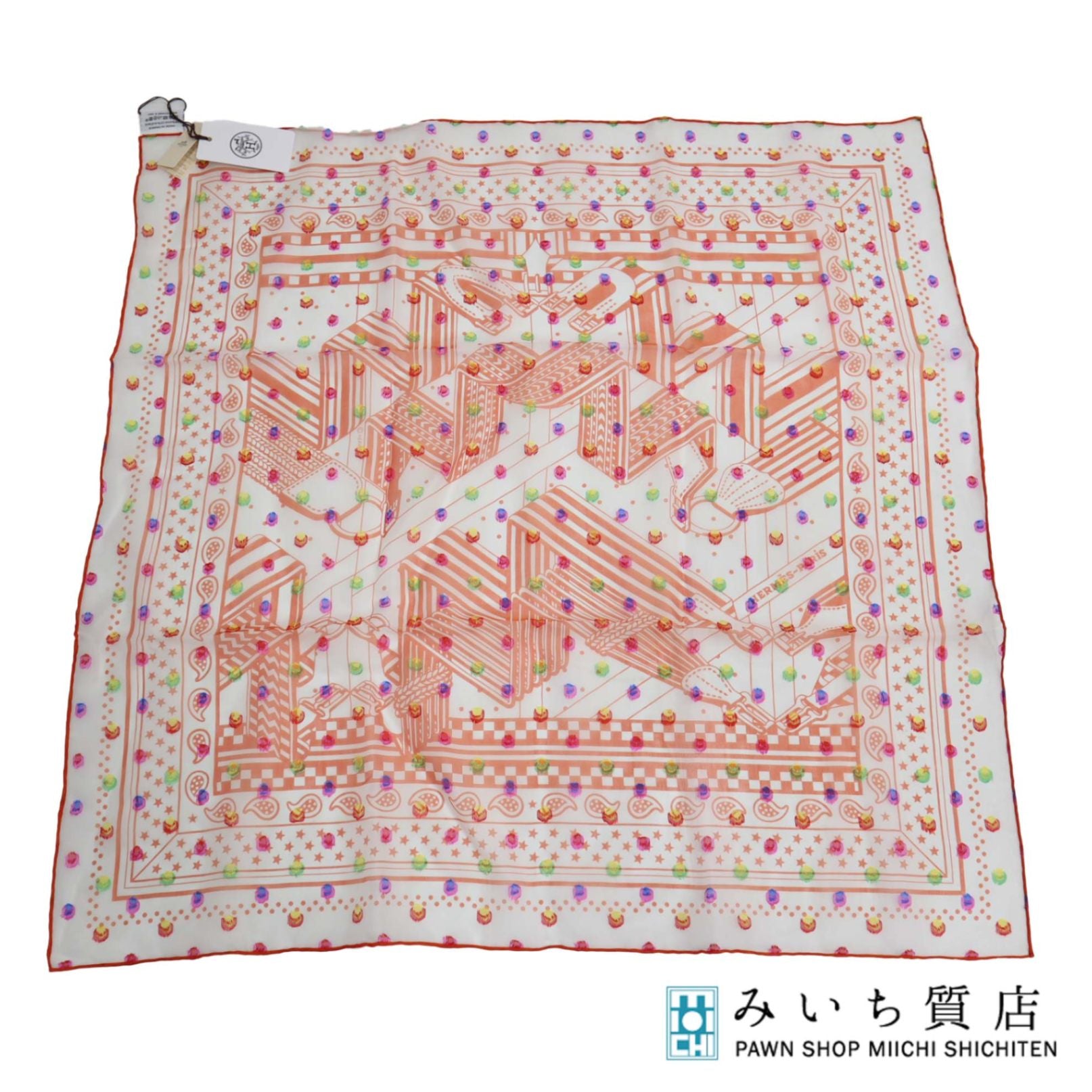 未使用 HERMES エルメス スカーフ カレ60 SANGLES EN ZIGZAG
