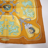 HERMES エルメス カレ45 TSUBAS 鍔 オレンジ シルク100％ 服飾小物 箱 ok1826