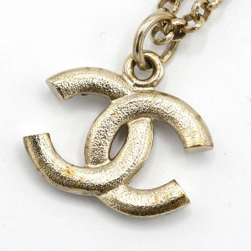CHANEL シャネル ネックレス ココマーク ラインストーン 三連カラー ビーズ ゴールドカラー 9.3g H21032