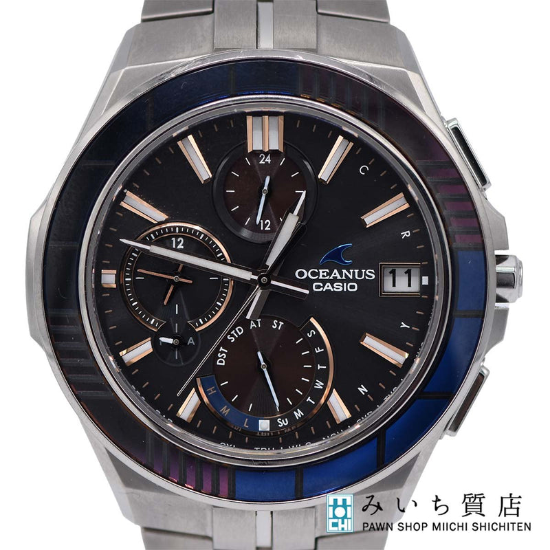 腕時計 稼働 CASIO カシオ オシアナス OCW-S5000 ソーラー 電波時計 江戸切子 2000本限定 黒色文字盤 箱有 yo105