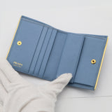 PRADA プラダ 二つ折り 財布 ミニ財布 折りたたみ財布 ウォレット ロゴ ブルー レディース H20517