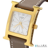 稼働 腕時計 HERMES エルメス Hウォッチ RS1.201 クォーツ 白色文字盤 2025年2月電池交換済 H15598