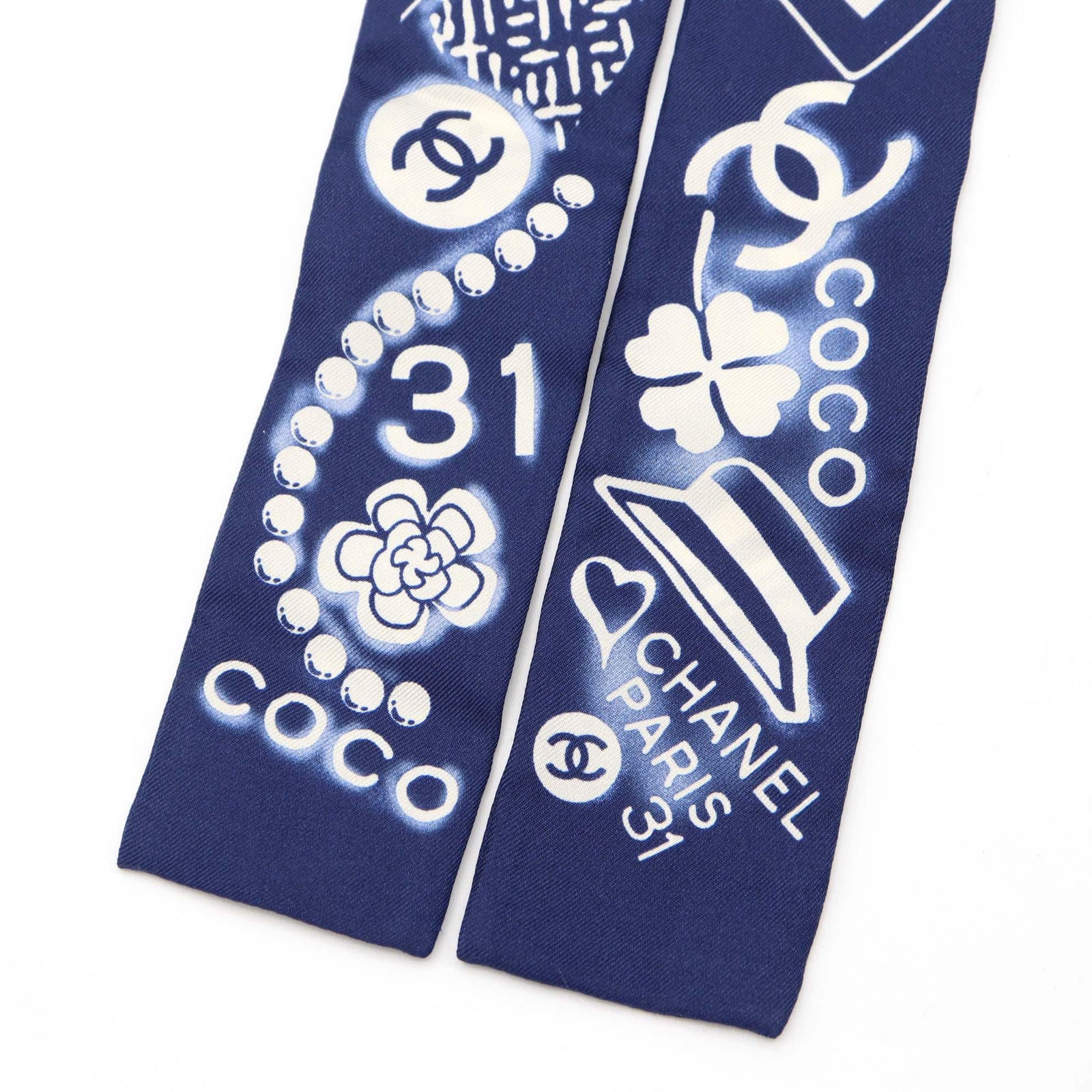CHANEL シャネル ツイリー スカーフ シルク100 ブルー レディース