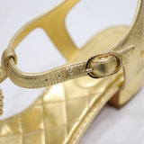 CHANEL シャネル 20A G36402 サンダル ココマーク マトラッセ ゴールドカラー 38 レディース 箱有 25k1074-2