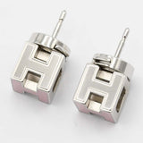 HERMES エルメス ピアス カージュ ド アッシュ Hキューブ Hロゴ シルバーカラー×ピンク アクセサリー H22450