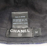 CHANEL シャネル キャップ 帽子 ココマーク チェック柄 ネイビー Mサイズ コットン100％ 26k537-2