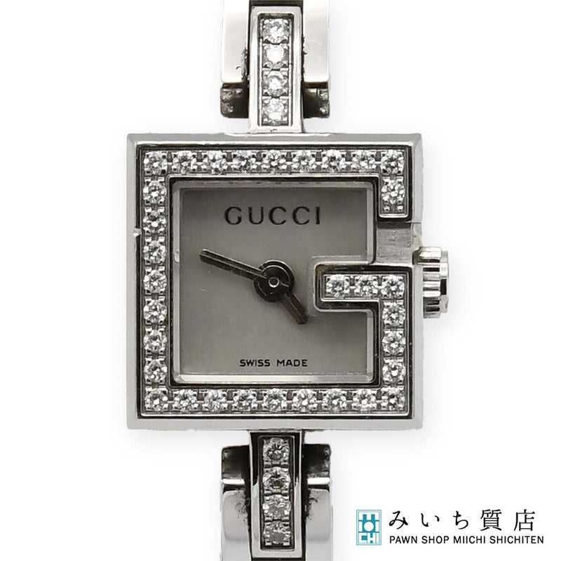 腕時計 稼働 GUCCI グッチ 102 YA102514 Gミニ ダイヤベゼル クォーツ シルバー色文字盤 レディース 箱有 H19160