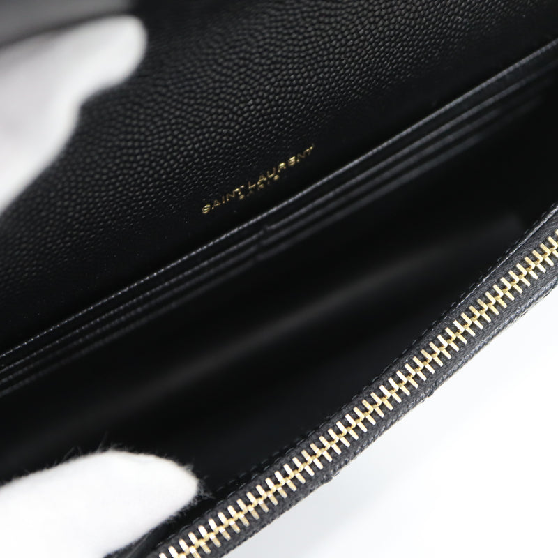 Yves Saint Laurent YSL イヴ サンローラン カサンドラ チェーンウォレット ショルダーバッグ 財布 鞄 ブラック 保管袋有 M3762