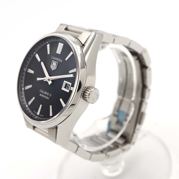 稼働 腕時計 TAG HEUER タグホイヤー カレラ キャリバー5 WAR211A 自動巻き 黒色文字盤 箱・保・コマあり yo1292