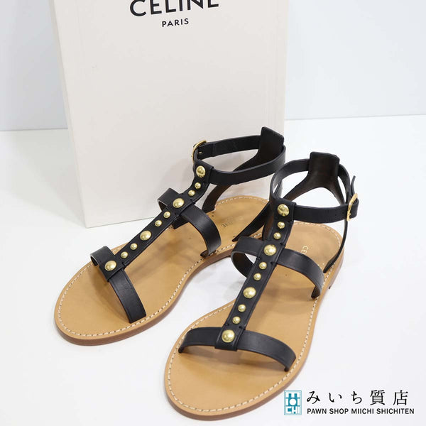 未使用 CELINE セリーヌ サンダル グラディエーター 39サイズ 約26cm ブラック レディース 箱・保管袋有 23k457-7