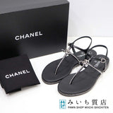 未使用品 CHANEL シャネル ココマーク ラインストーン サンダル G39932 サイズ38 25cm レディース 23k418-9