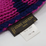 LOUIS VUITTON ルイヴィトン LV ボネ グランフロア モノグラム ニット帽 ビーニー 帽子 ブルー×ピンク ウール100 H16536