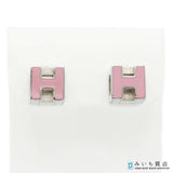 HERMES エルメス ピアス カージュ ド アッシュ Hキューブ Hロゴ シルバーカラー×ピンク アクセサリー H22450
