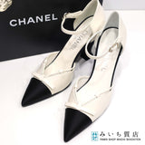 CHANEL シャネル ヒール パンプス G33888 37 23.5cm ホワイト ブラック レディース 箱有 H4044