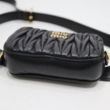 miumiu ミュウミュウ MATELASSE マテラッセ ウエストポーチ ボディバッグ 34/85 鞄 レザー ブラック レディース 保存袋 H20523