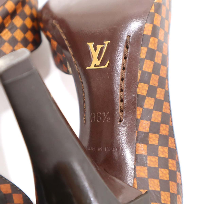 LV ルイヴィトン ハイヒール サンダル ダミエ柄 36 1/2 靴 LOUIS VUITTON 23.5 サイズ ピンヒール 10.5cm k857