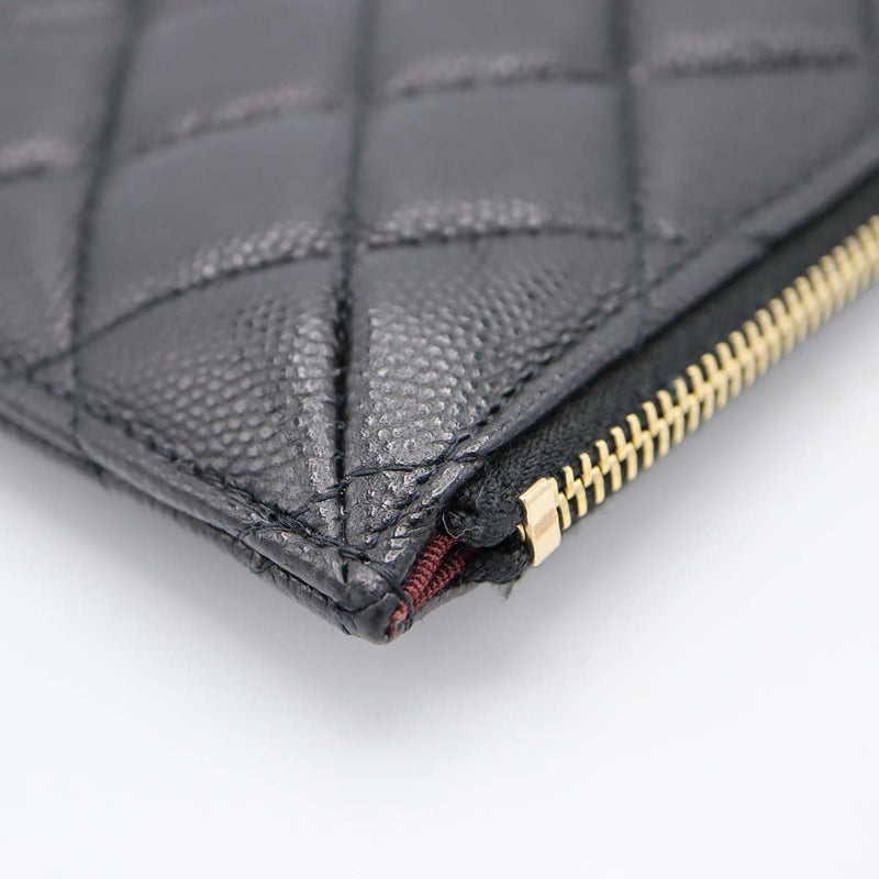 CHANEL シャネル フラグメントケース キャビアスキン マトラッセ クラシックポーチ ブラック×ゴールド 31番代 ギャラあり M3734