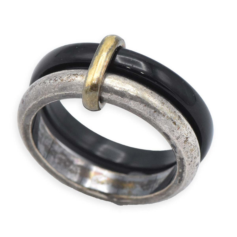 GEORG JENSEN ジョージジェンセン A119 オニキス ダブルリング 指輪 925 シルバー 約7.5号 約5.4g アクセサリー レディース 箱有 H12641