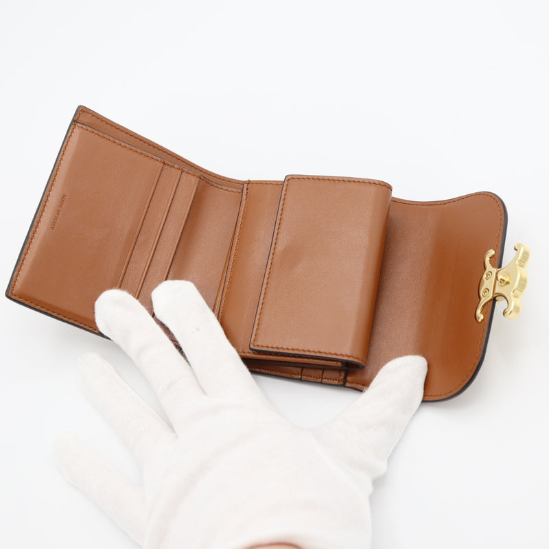 CELINE セリーヌ スモールフラップウォレット トリオンフ テキスタイル&カーフスキン 財布 二つ折り ブラウン系 H20986