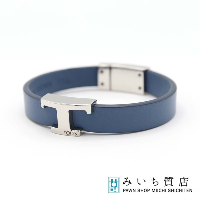 TOD'S トッズ Tタイムレス ブレスレット ブルー メンズ 17cm アクセサリー 箱有 ok994
