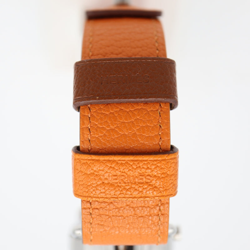 稼働 腕時計 HERMES エルメス バレニア ロンド BR1.210 クォーツ ホワイト文字盤 オレンジ ブラウン リバーシブル 2025.5電池交換済 H19143
