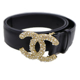 CHANEL シャネル ベルト A20 B 75/30 ココマーク ラインストーン ブラック 服飾小物 レディース 箱袋有 H21341