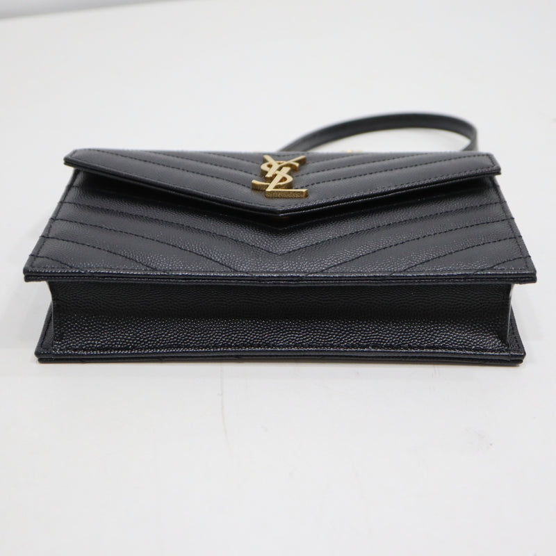 Yves Saint Laurent YSL イヴ サンローラン カサンドラ チェーンウォレット ショルダーバッグ 財布 鞄 ブラック 保管袋有 M3762