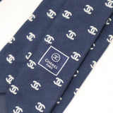 CHANEL シャネル ネクタイ ココマーク ネイビー シルク混 ビジネス メンズ 25s481-1