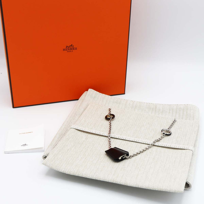 HERMES エルメス NC クロシェット ネックレス パラジウム バッファローホーン レザー 32.1g 箱あり M4186
