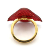 25k986-5 HERMES エルメス スカーフリング リザード トライアングル 赤 ゴールド金具 服飾小物 25k986-5