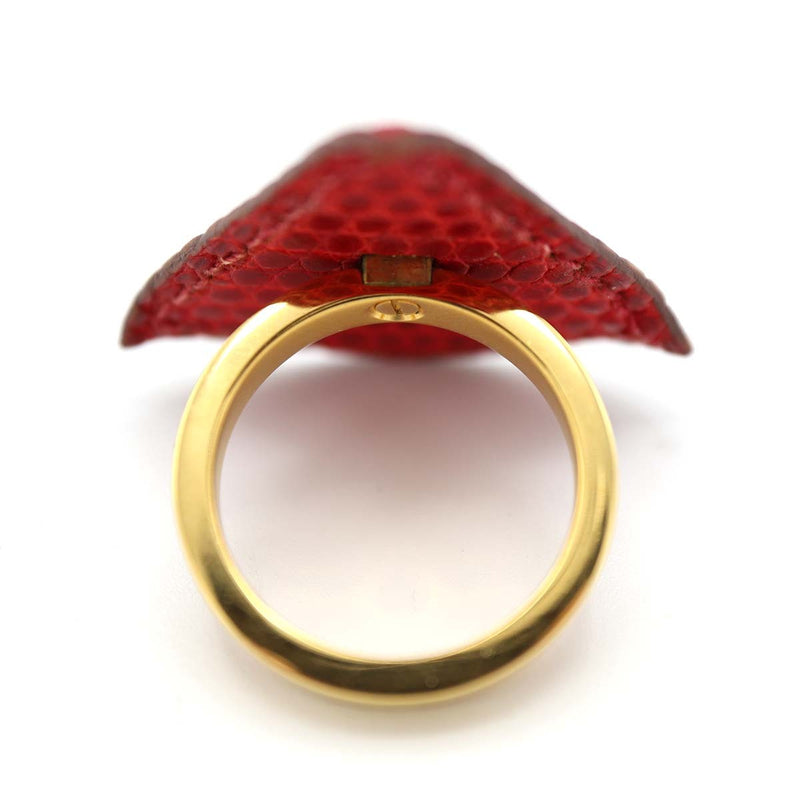 25k986-5 HERMES エルメス スカーフリング リザード トライアングル 赤 ゴールド金具 服飾小物 25k986-5