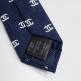 CHANEL シャネル ネクタイ ココマーク ネイビー シルク混 ビジネス メンズ 25s481-1