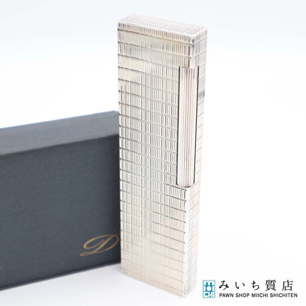 S.T.Dupont デュポン ガスライター 特大 ロング ローラー式 シルバーカラー 喫煙器具 着火確認済 H8171