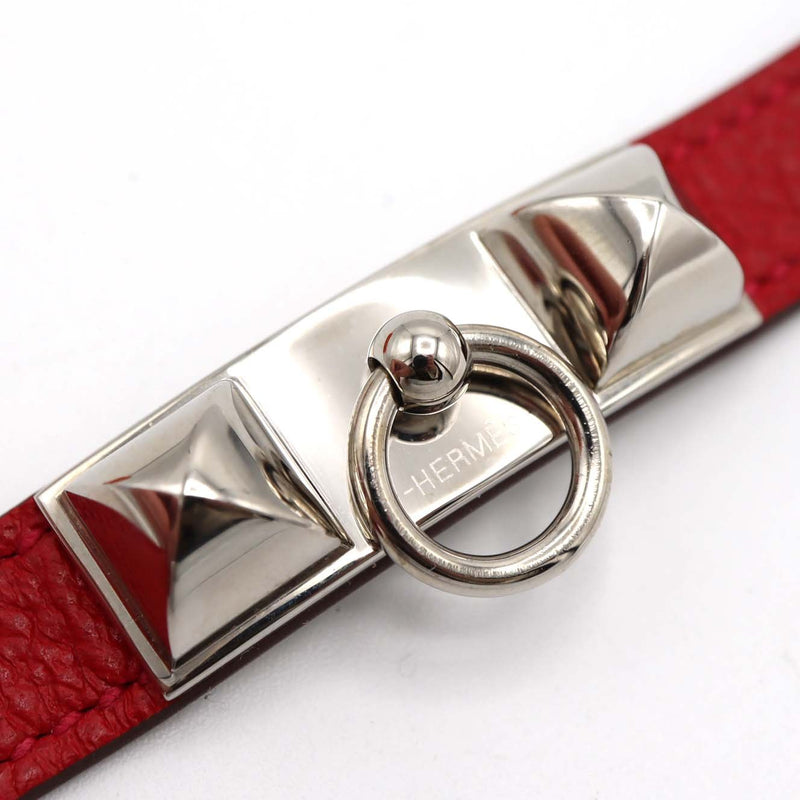HERMES エルメス ブレスレット リヴァル コリエドシアン T刻印 レッド×シルバーカラー アクセサリー H5044-1