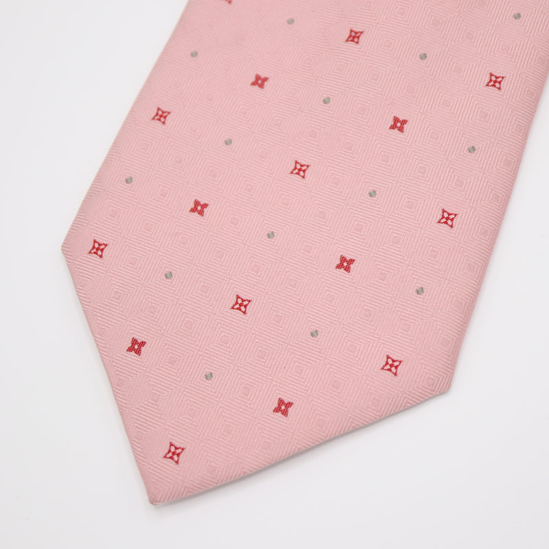LOUIS VUITTON ルイヴィトン LV ネクタイ 総柄 ピンク シルク100 服飾小物 メンズ H18653