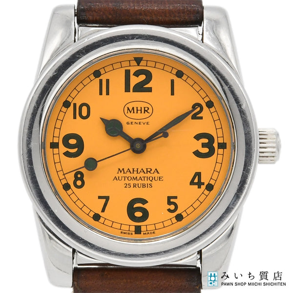 稼働 腕時計 MHR MAHARA マハラ BA2-4433 自動巻き オレンジ色文字盤