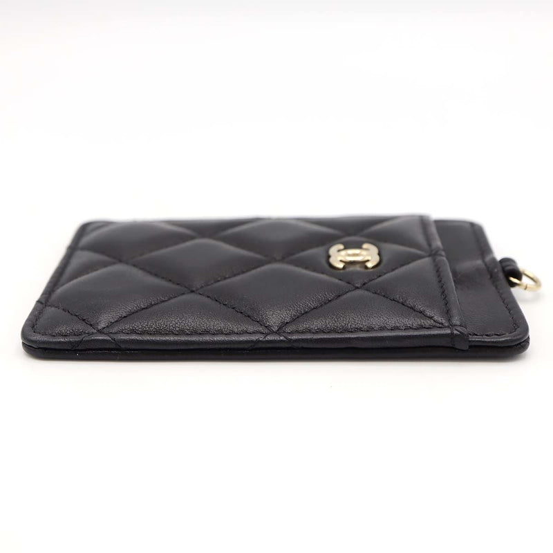 CHANEL シャネル カードケース パスケース マトラッセ ネックストラップ ブラック系 箱有 M3757