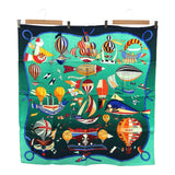 美品 HERMES エルメス カレ90 LES FOLIES DU CIEL 大空の狂気 スカーフ 服飾小物 グリーン 箱 eco1360
