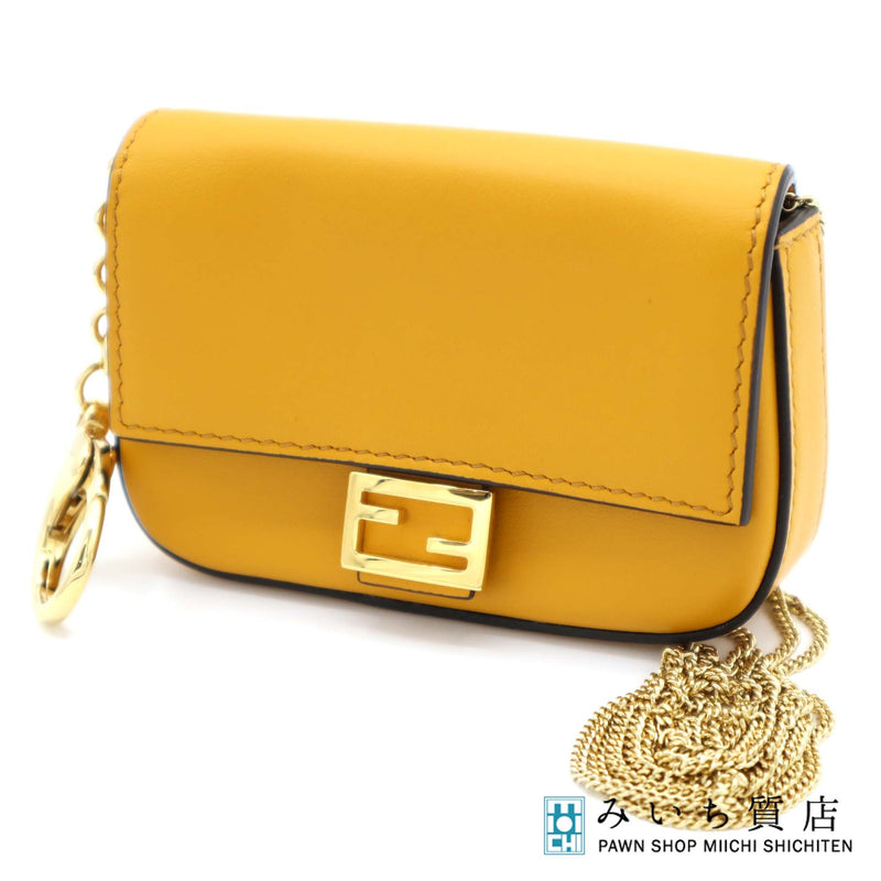FENDI フェンディ ナノ バゲット チェーンショルダーポーチ ミニバッグ イエローカラー H9344