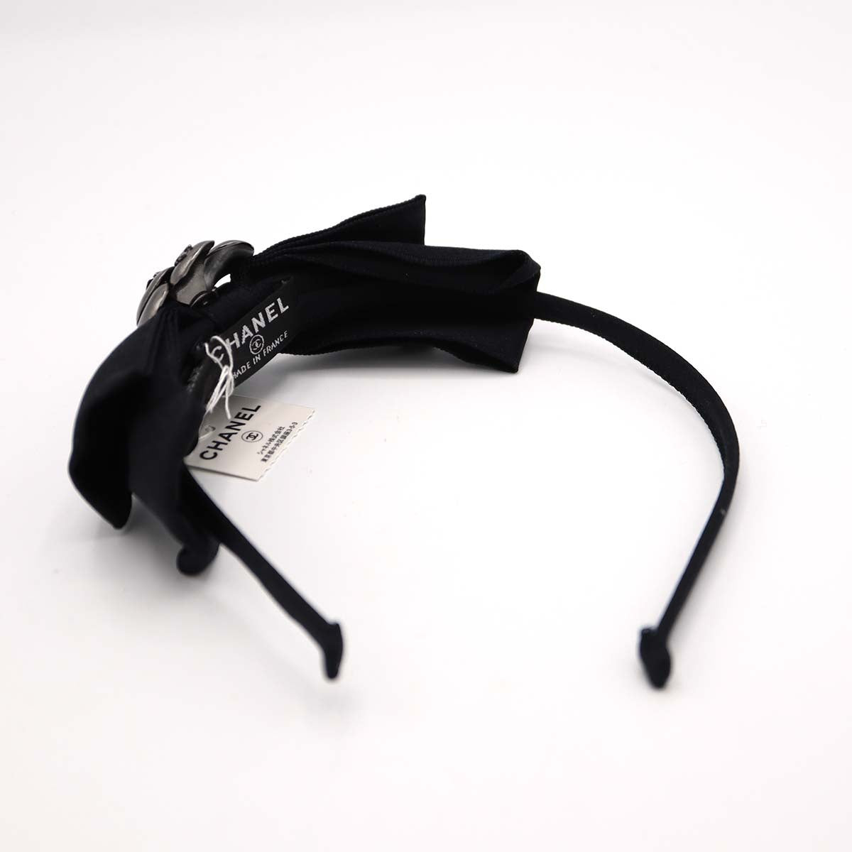 CHANEL シャネル カチューシャ カメリア リボン ブラック ヘア